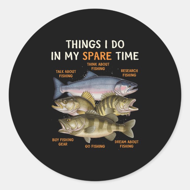 Sticker Rond Funny Fishing Apparel For Men, Youth And Boys _ B  (Devant)