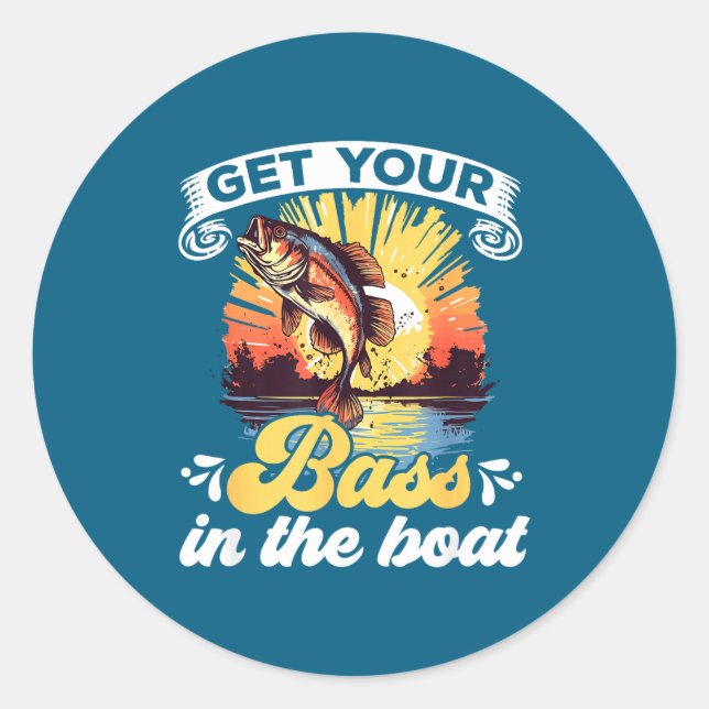 Sticker Rond Funny Fishing Quote Hooked On B Fishing  (Devant)