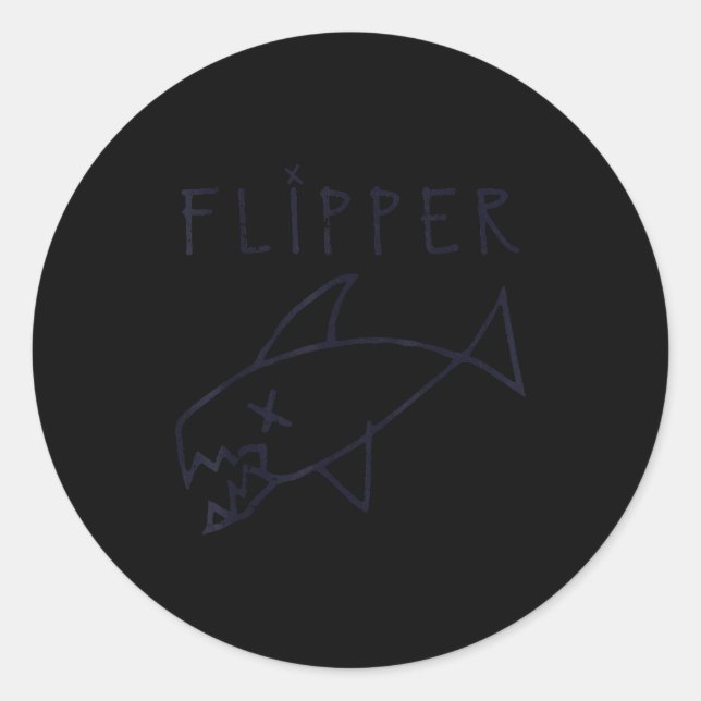 Sticker Rond Funny Flipper Fish Die Sarcastic Graphic  (Devant)