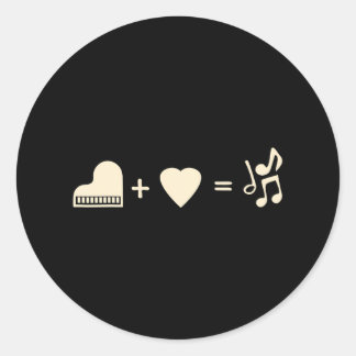 Sticker Rond Funny formule piano symboles piano piano pianiste 