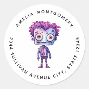 Sticker Rond Funny Frankenstein Monster Halloween Fun - Adresse