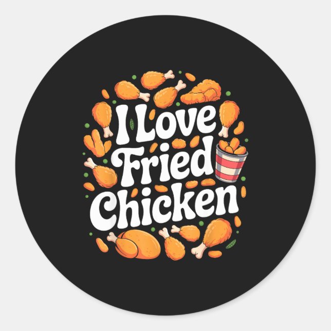 Sticker Rond Funny Fried Chicken Art For Men Women Kids Fast Fo (Devant)