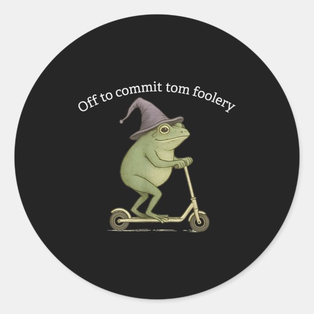 Sticker Rond Funny Frog Graphic Saying Off To Commit Tom Fooler (Devant)