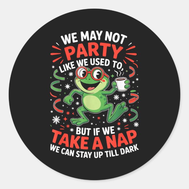 Sticker Rond Funny Frog Nap Party For Sleep Lovers And Amphibia (Devant)