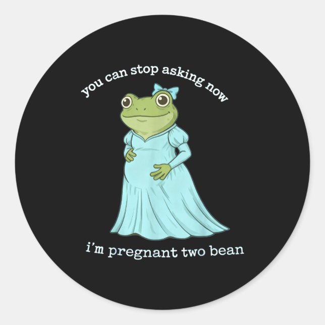 Sticker Rond Funny Frog Pregnancy Announcement Medieval Pregnan (Devant)