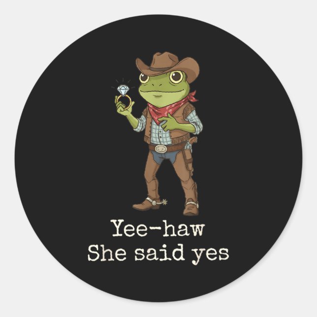 Sticker Rond Funny Frog Western Engagement Matching Couples Tee (Devant)