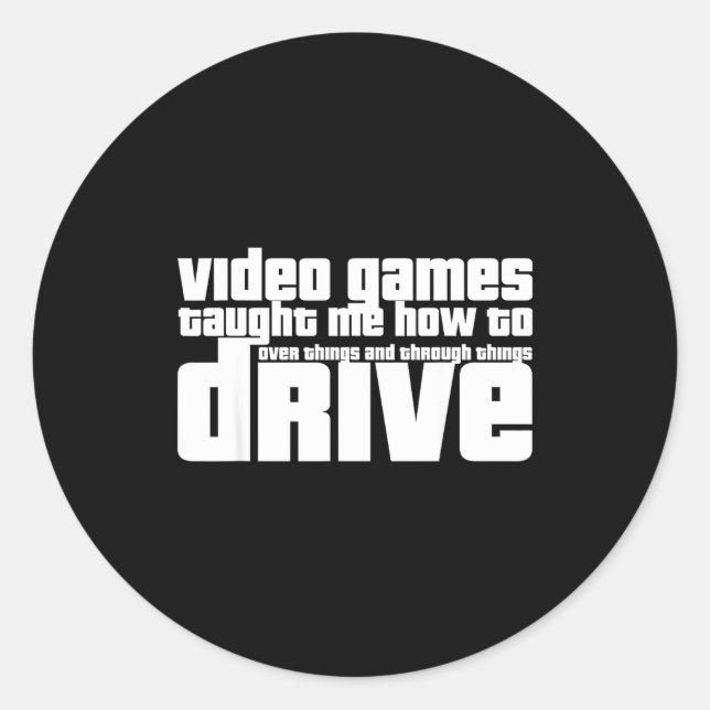 Sticker Rond Funny Gaming New Driver Video Game Driving Instruc (Devant)