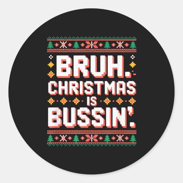 Sticker Rond Funny Gen Alpha Gen Z Slang Funny Christmas Sweate (Devant)