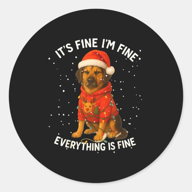 Sticker Rond Funny German Shepherd Decorate Christmas Shirts I' (Devant)