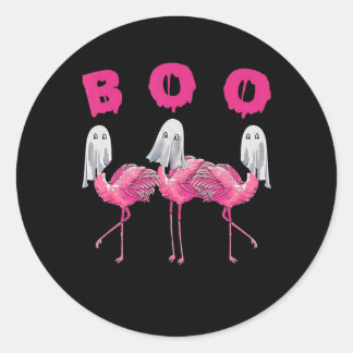 Sticker Rond Funny Ghost Flamingo Boo Halloween Costume Toxits