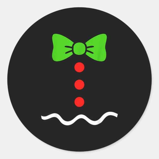 Sticker Rond Funny Gingerbread Christmas Cookie Xmas Costume Ki (Devant)