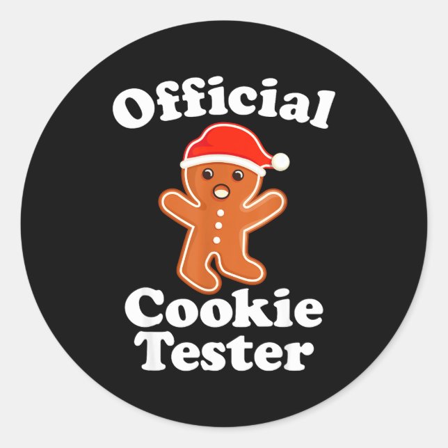Sticker Rond Funny Gingerbread Man Cookie Tester Christmas  (Devant)