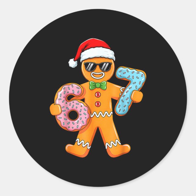 Sticker Rond Funny Gingerbread Six Seven 67 Christmas Boys  (Devant)