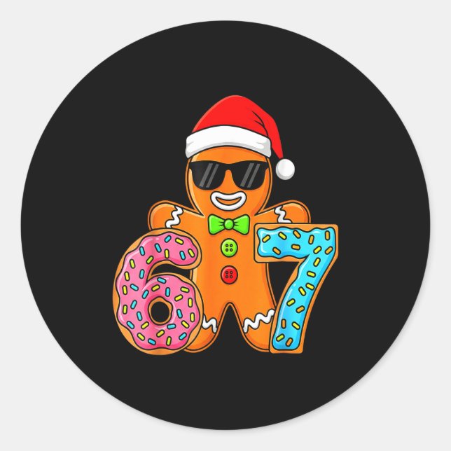 Sticker Rond Funny Gingerbread Six Seven 67 Ice Cream Drip Chri (Devant)