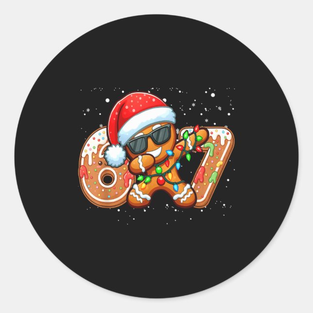 Sticker Rond Funny Gingerbread Six Seven 67 Ice Cream Drip Chri (Devant)