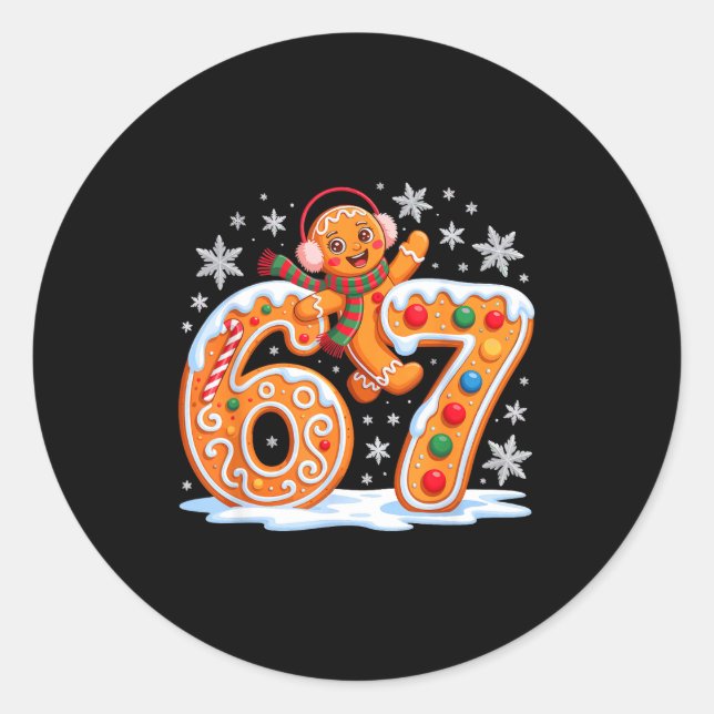 Sticker Rond Funny Gingerbread Six Seven 67 Ice Cream Drip Chri (Devant)