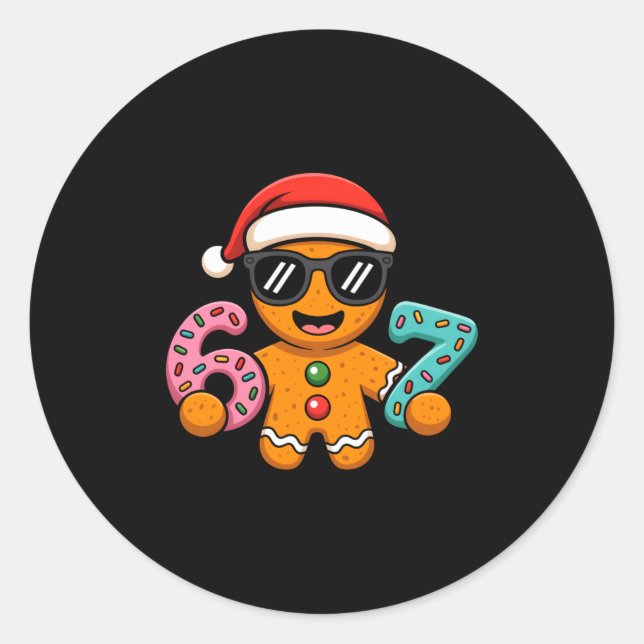 Sticker Rond Funny Gingerbread Six Seven 67 Ice Cream Drip Chri (Devant)