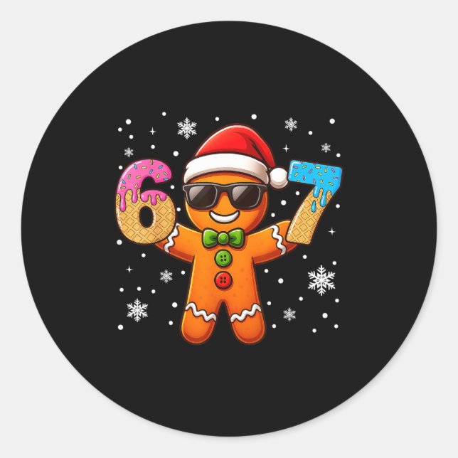 Sticker Rond Funny Gingerbread Six Seven 67 Ice Cream Drip Chri (Devant)
