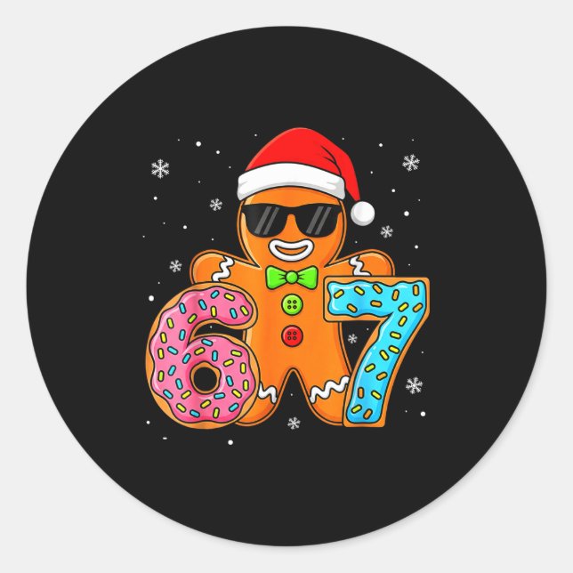 Sticker Rond Funny Gingerbread Six Seven 67 Ice Cream Drip Chri (Devant)