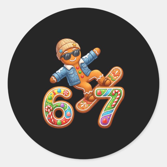 Sticker Rond Funny Gingerbread Six Seven 67 Ice Cream Drip Chri (Devant)