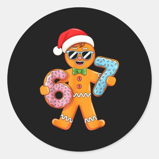 Sticker Rond Funny Gingerbread Six Seven 67 Ice Cream Drip Chri (Devant)