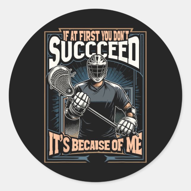 Sticker Rond Funny Goalkeeper Lacrosse Goalie (Devant)
