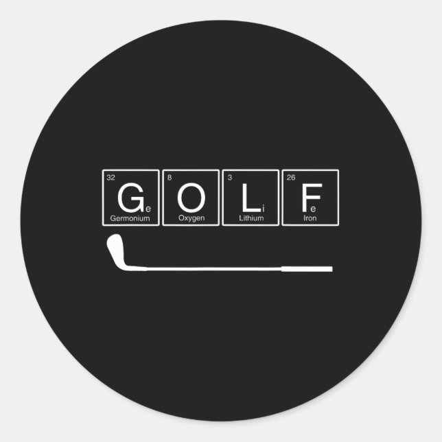 Sticker Rond Funny Golf Éléments chimiques Table périodique Gol (Devant)