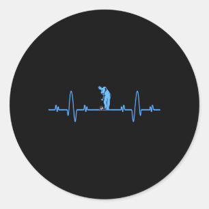Sticker Rond Funny Golf Heartbeat Chemise - Golfers Hommes Femm