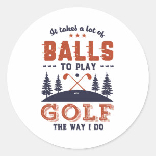 Sticker Rond Funny Golfing Golfing Beaucoup de balles pour joue
