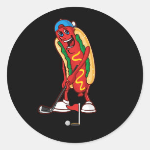 Sticker Rond Funny Golfing Hot Dog Golf Cute Golfer Meme Sport