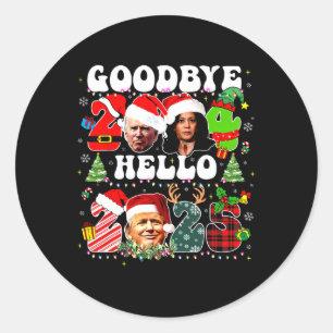 Sticker Rond Funny Good 2024 Hello 2025 Funny Kamala & Trump Pr