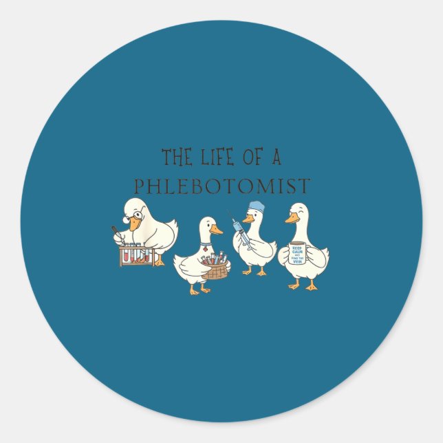Sticker Rond Funny goose phlebotomy technician graduation lab (Devant)