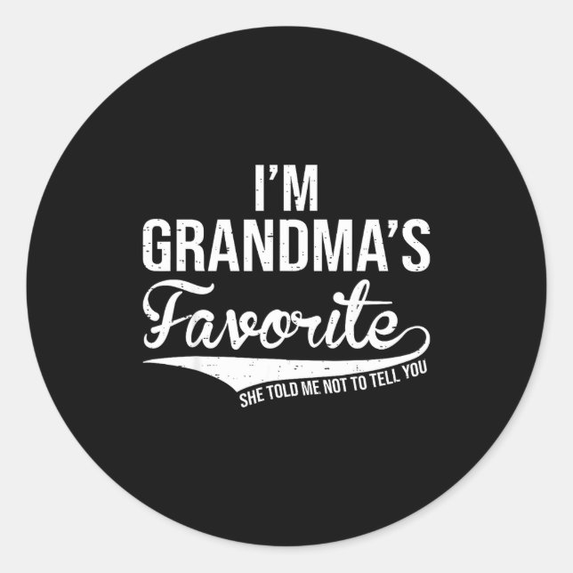 Sticker Rond Funny Grandma's Favorite Grandson &amp; Granddaugh (Devant)