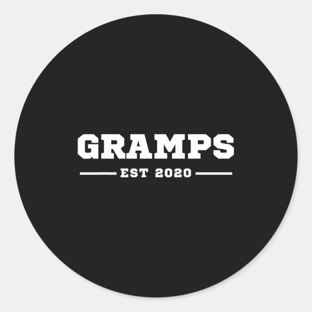 Sticker Rond Funny Grandpa Soon To Be Gramps Est 2020 New Grand (Devant)