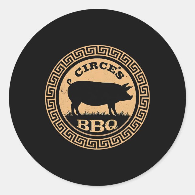 Sticker Rond Funny Greek Mythology Circe's Bbq Odyssey 1 (Devant)