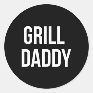 Sticker Rond Funny Grill Papa Barbecue Et Fumer Pour La Fête de