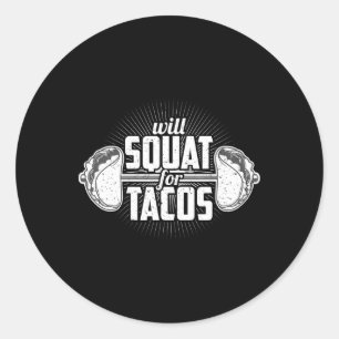 Sticker Rond Funny Gym Poids Lifting Bodybuilding va squatter F