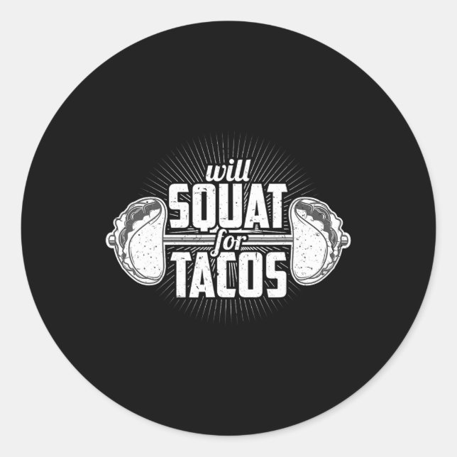 Sticker Rond Funny Gym Poids Lifting Bodybuilding va squatter F (Devant)