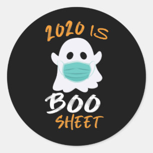 Sticker Rond Funny Halloween 2020 est Boo Sheet