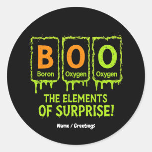 Sticker Rond Funny Halloween Boo Elements Science Surprise Cade