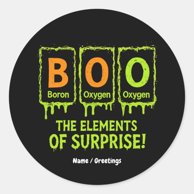Sticker Rond Funny Halloween Boo Elements Science Surprise Cade (Devant)