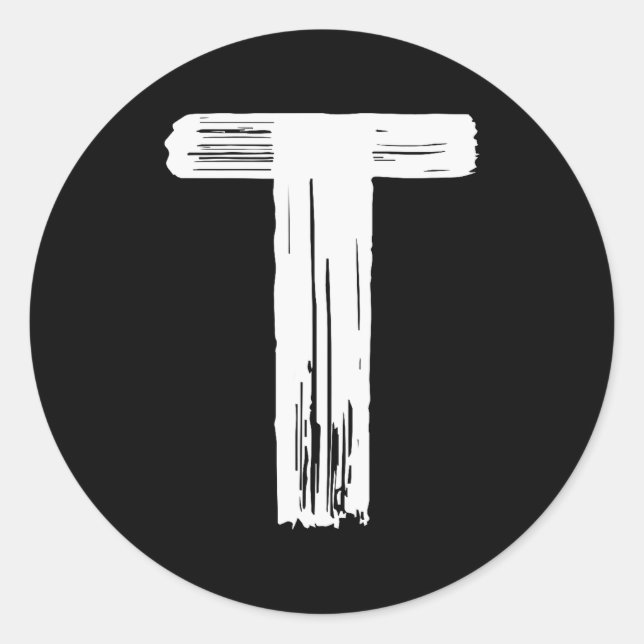 Sticker Rond Funny Halloween Carnival Costume Letter T Green Vi (Devant)