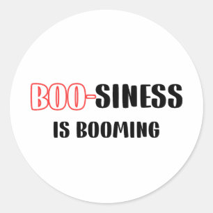 Sticker Rond Funny Halloween Pun - Boo-siness est en plein esso