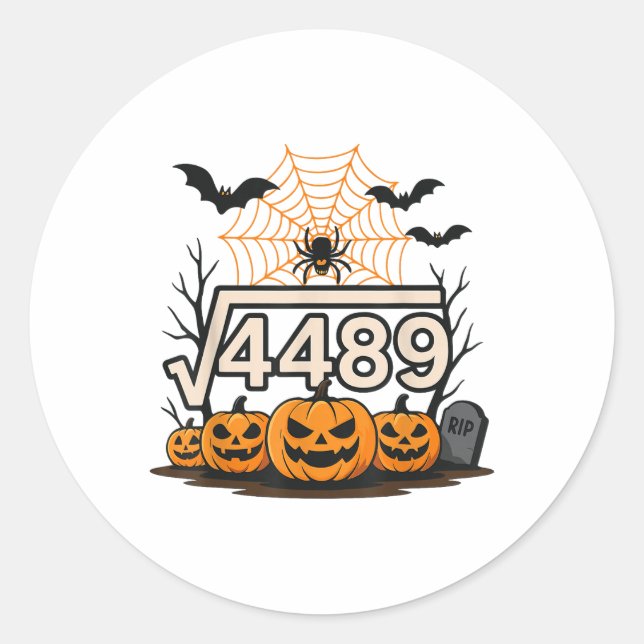 Sticker Rond Funny Halloween Square Root 4489 67 Meme Math Teac (Devant)