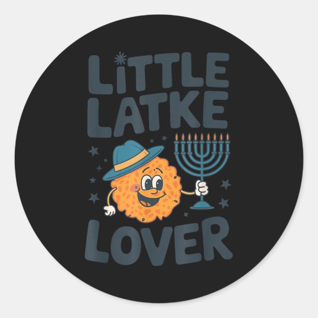 Sticker Rond Funny Hanukkah Little Latke Jewish Family Kids Mat (Devant)