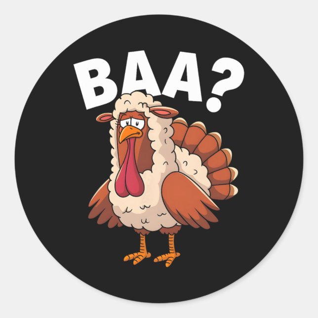 Sticker Rond Funny Happy Thanksgiving Turkey A Lamb Costume  (Devant)