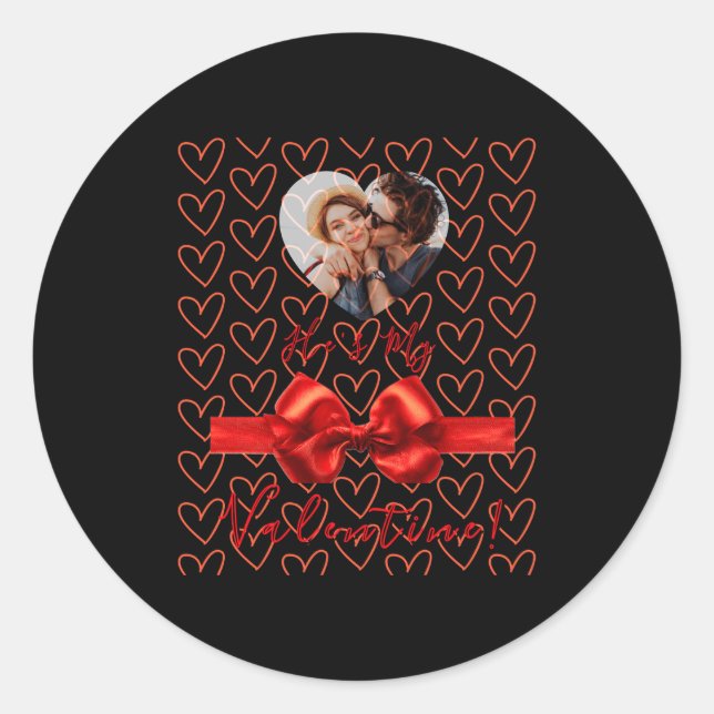 Sticker Rond Funny He S My Valentine Womens  (Devant)