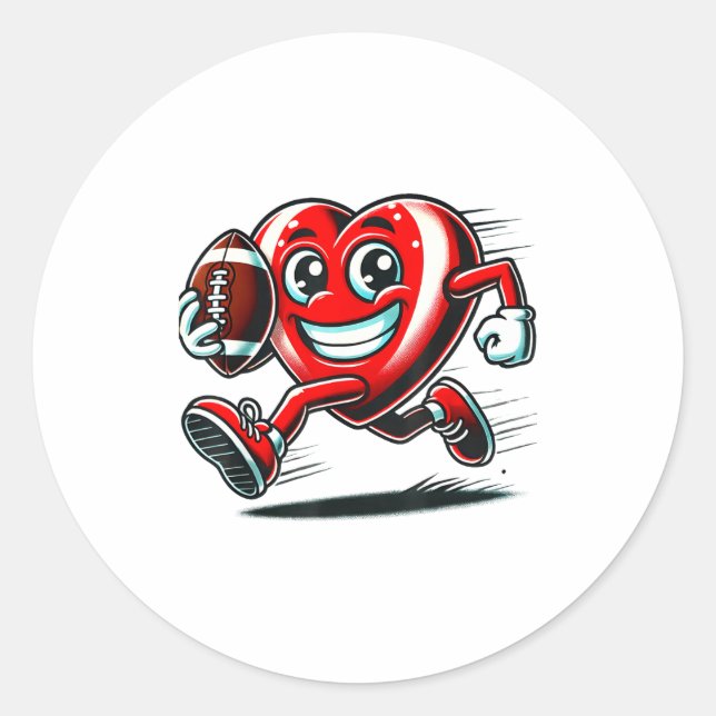 Sticker Rond Funny Heart American Football Valentine Srts Women (Devant)