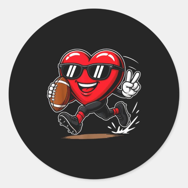 Sticker Rond Funny Heart Playing Football Srts Lover Valentine  (Devant)