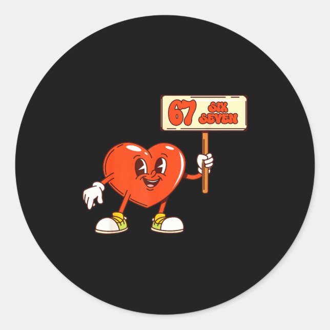 Sticker Rond Funny Hearts 67 Valentine Six Seven Meme Gen Alpha (Devant)